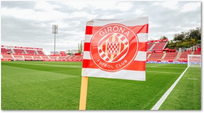 Girona FC flag on the side of the field